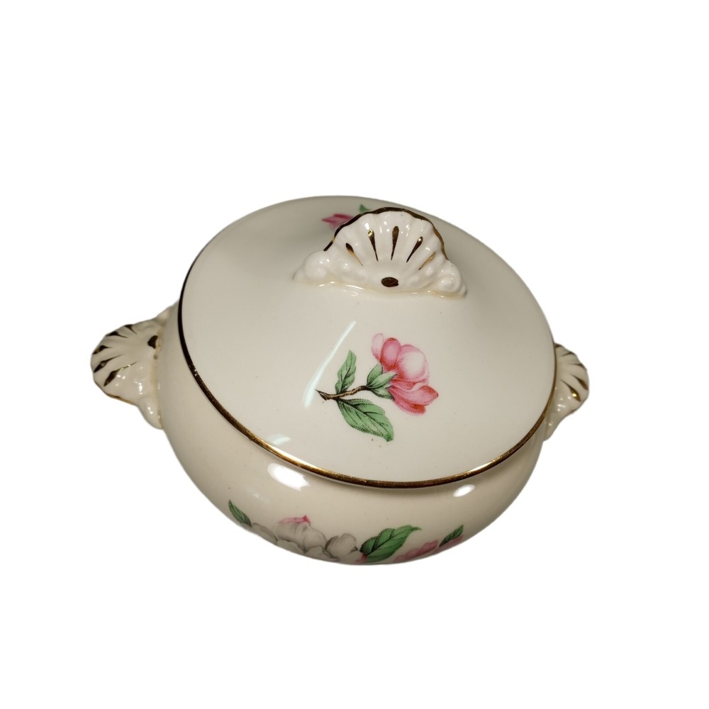Vtg Magnolia Cunningham Pickett 22kt Gold Footed Sugar Bowl with Lid Handmade